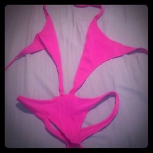 Boutique quality one piece thong bathing suit